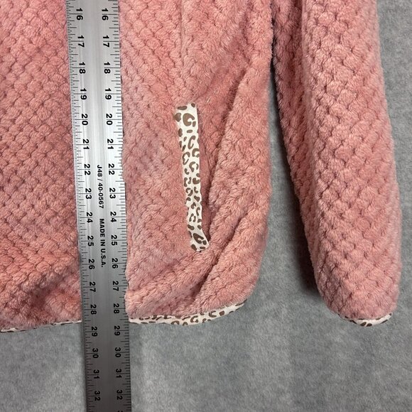 Simply Southern Pink Fleece Pullover Leopard Trim XL Womens Super Soft & Cozy - Picture 5 of 10